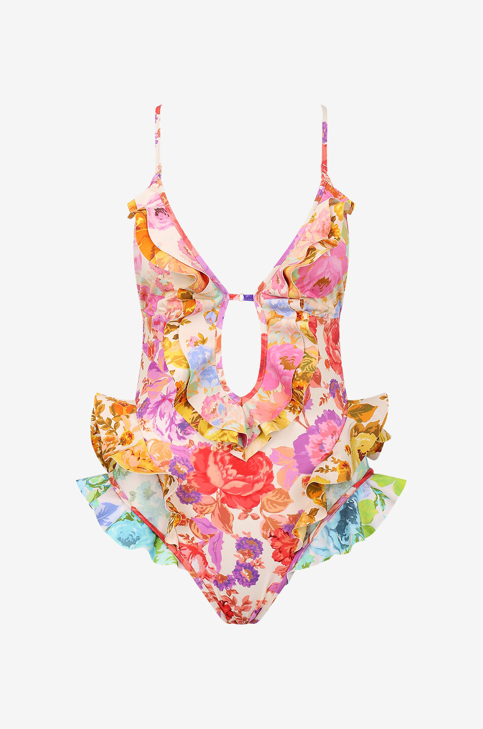 Geblümter Badeanzug mit Rüschen Raie Watterfall Frill