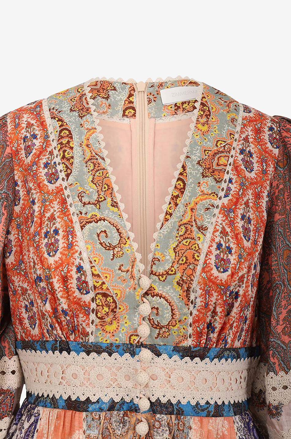 ZIMMERMANN Mni robe en lin et dentelle Devi Spliced Billow Femme MULTICOLORE 3