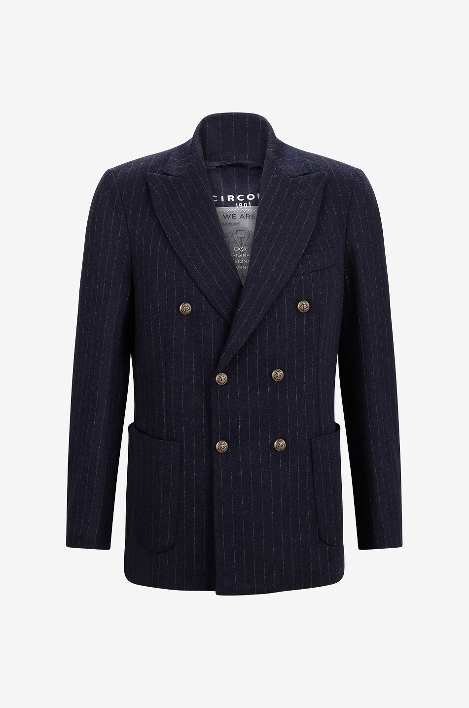 Zweireihiger Nadelstreifenblazer aus Schurwolle und Kaschmir