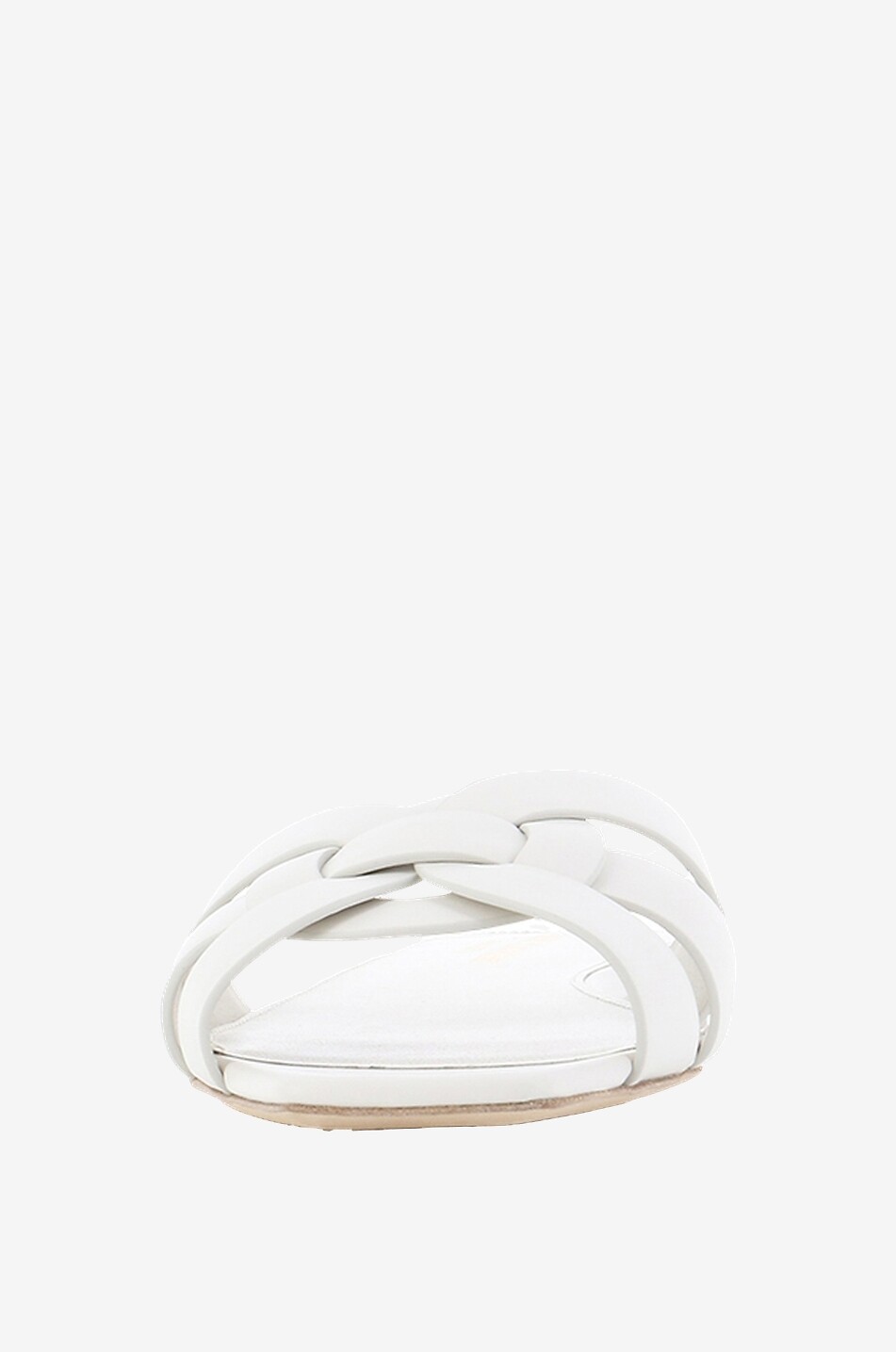 SAINT LAURENT PARIS Mules plates en cuir lisse Tribute 05 Femme BLANC 2