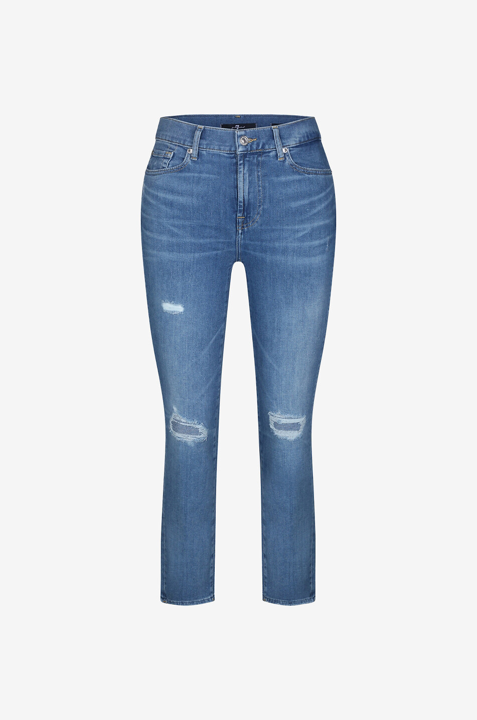 7 FOR ALL MANKIND Jean droit en coton The Straight Fit Cropped Denim Femme BLEU 1