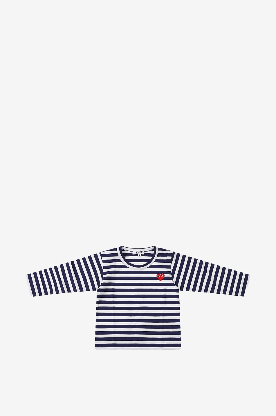 COMME DES GARCONS PLAY Gestreiftes Langarm-Kinder-T-Shirt Red Heart Junge BLAU 1