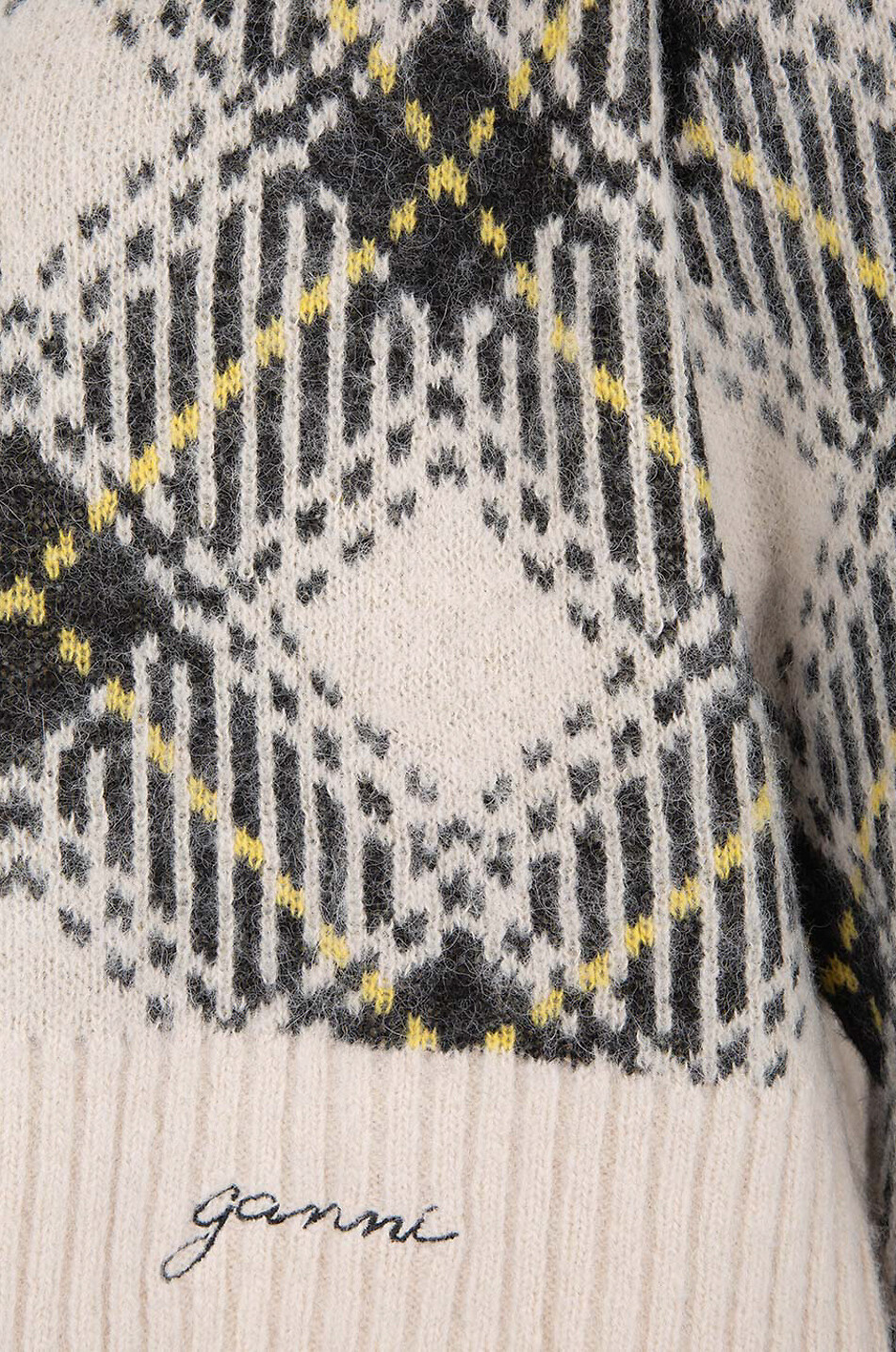 GANNI Verkürzter Jacquard-Pullover mit Rautenmotiv Damen BUNT 3