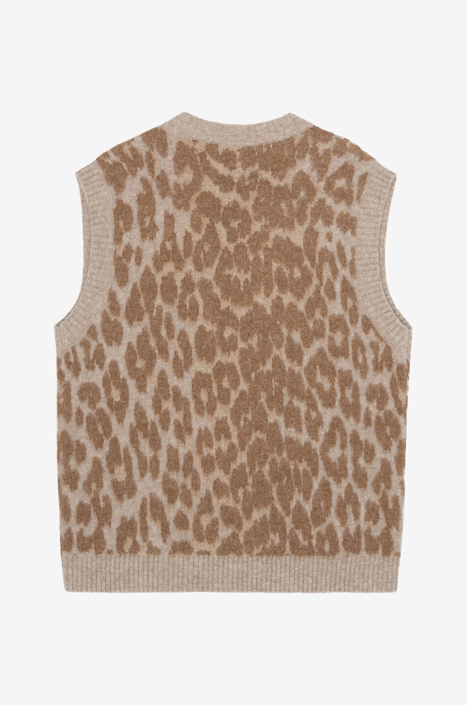 GANNI Pull jacquard sans manches oversize Leopard Femme CAMEL 2