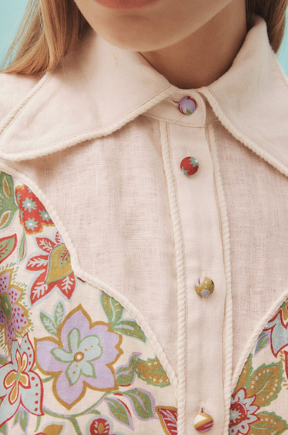 Robe chemise midi en lin fleuri Isabella Panel