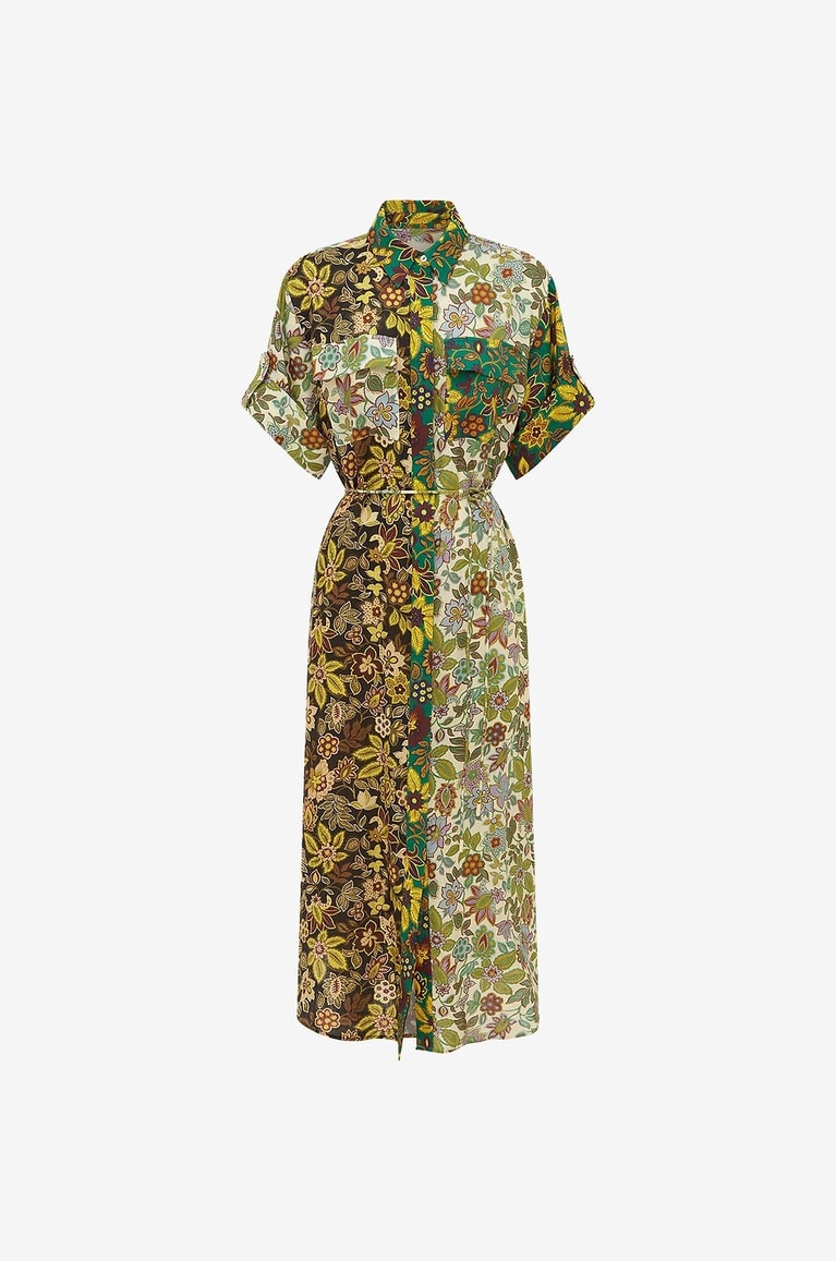 ALEMAIS Isabella Patchwork floral midi linen shirt dress Women MULTI COLOURED 1