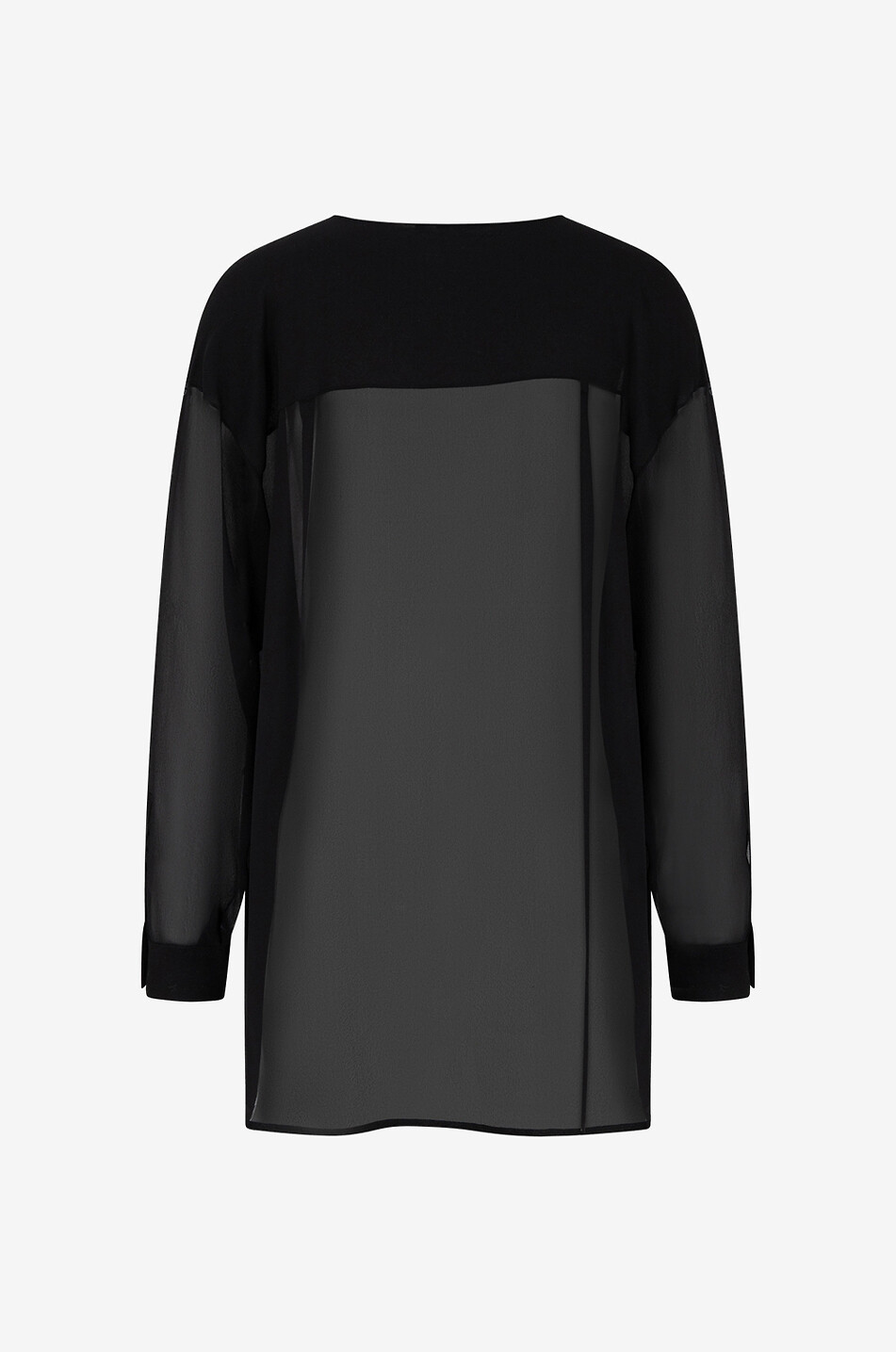 Blouse en mousseline de soie à plastron et franges scintillantes