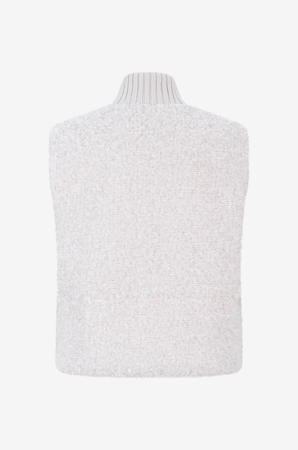 Wattierte Bouclé-Weste mit Pailletten