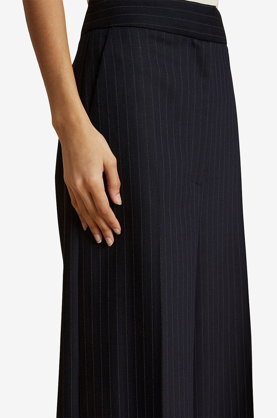KHAITE The Banton wide-leg pinstripe trousers Women DARK BLUE 4