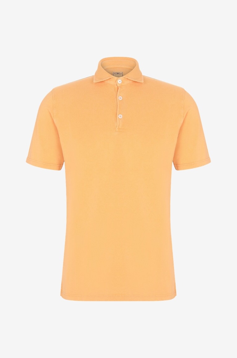FEDELI Polo manches courtes en coton Tommy MM PI Homme ORANGE CLAIR 1