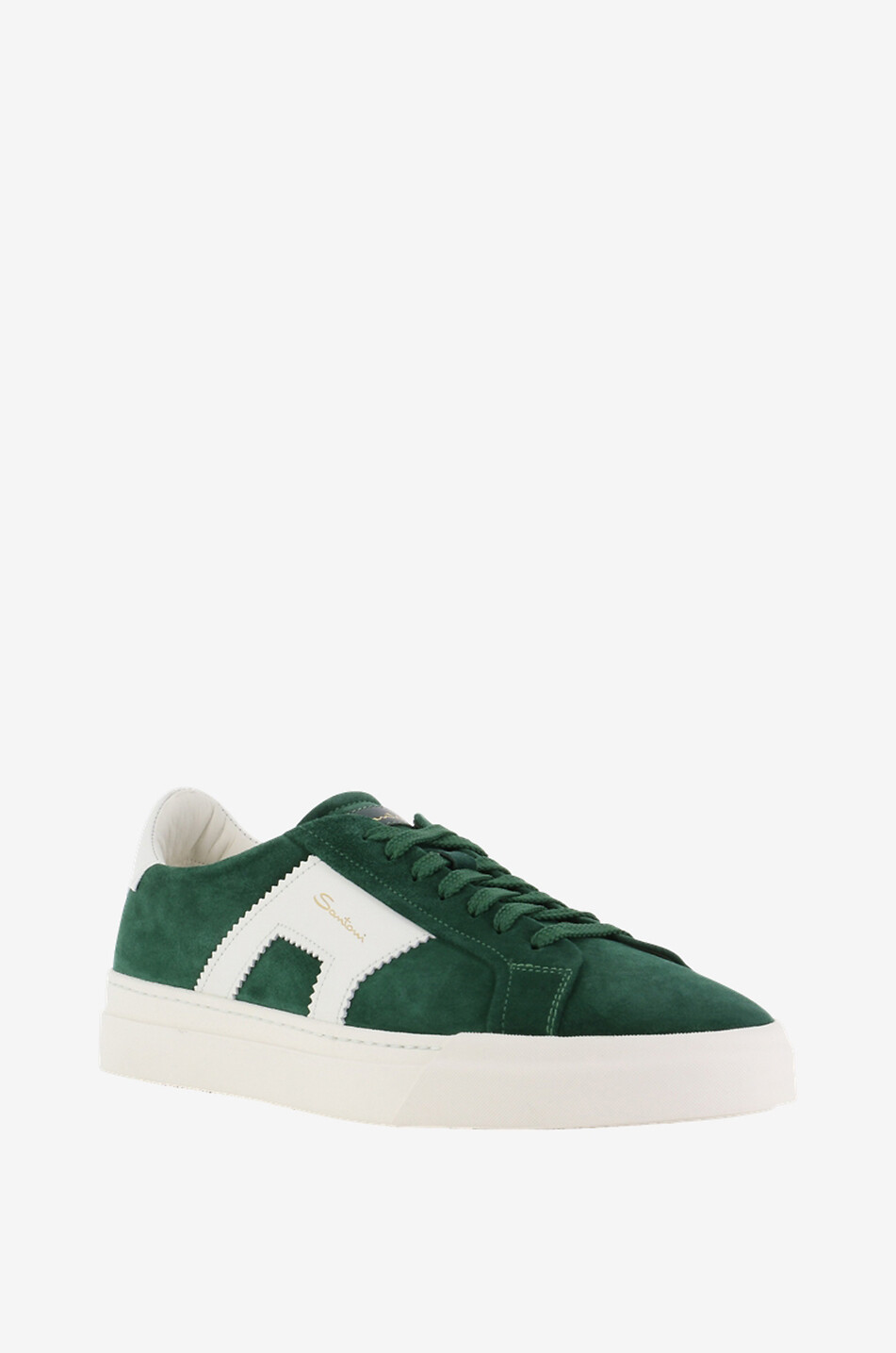 SANTONI Niedrige Schnürsneakers aus Wildleder Double Buckle Herren MITTELGRÜN 1