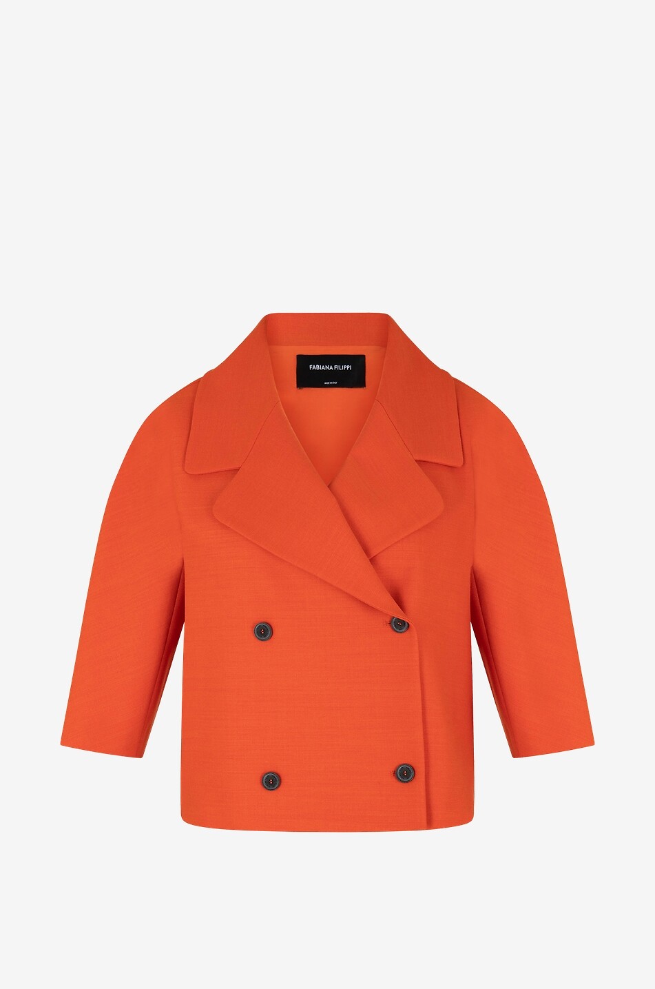 Boxy wool blazer with three-quarter sleeves