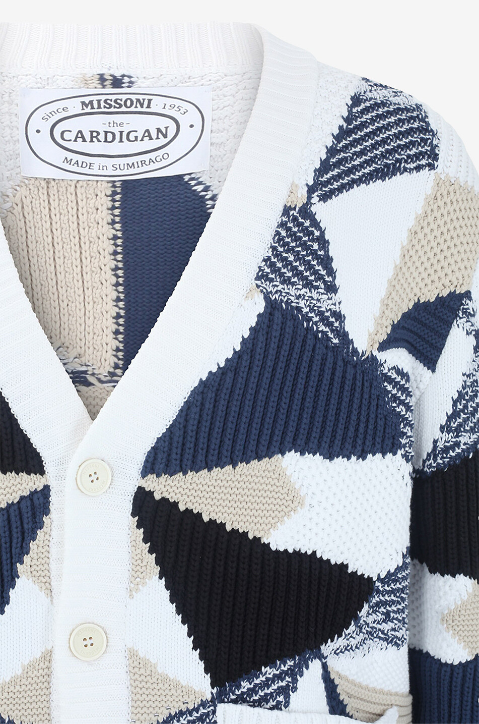MISSONI Patchwork effect cotton jacquard cardigan Men WHITE 3