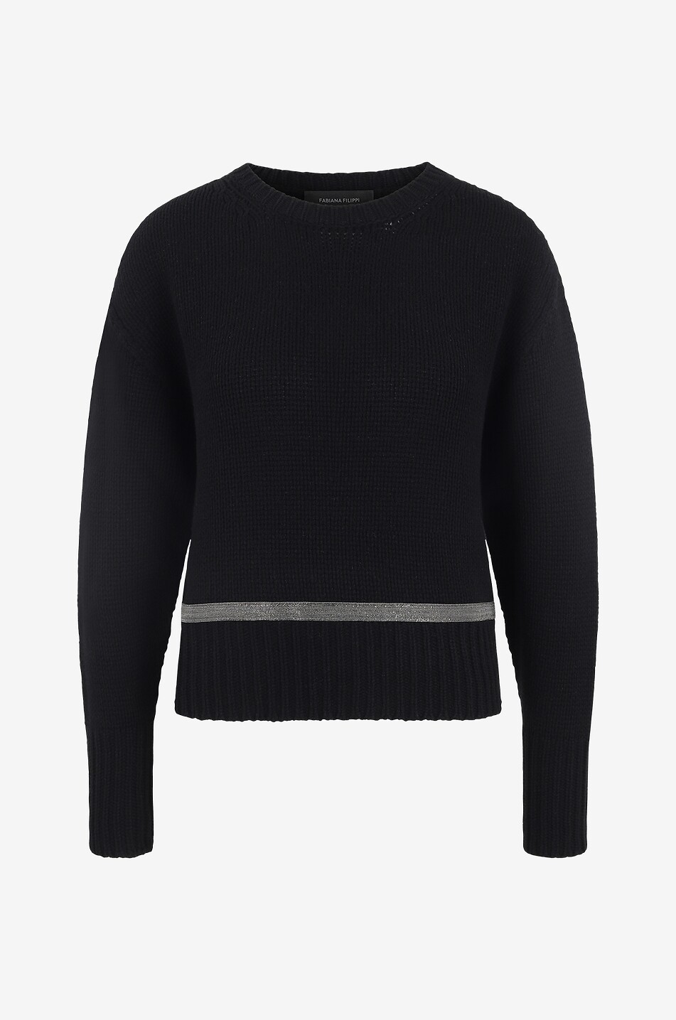 Bead stripe adorned chunky wool blend jumper