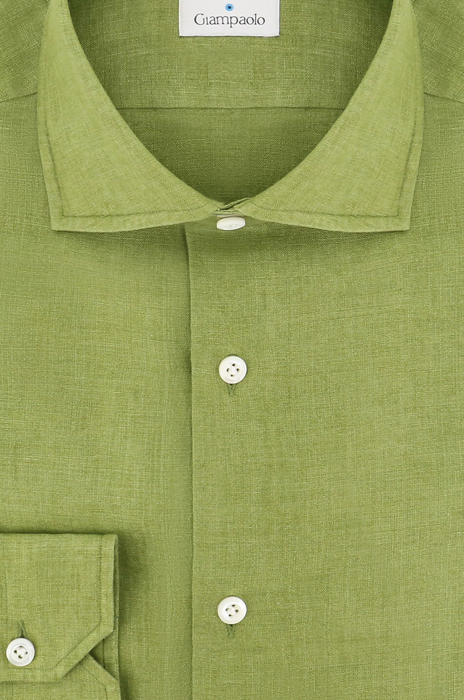 GIAMPAOLO Chemise à manches longues en lin Homme VERT MOYEN 2