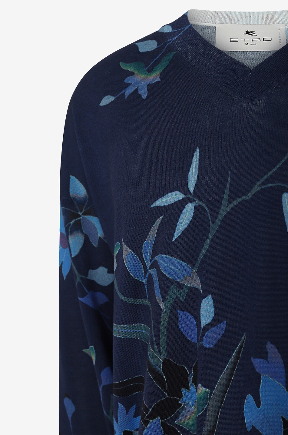 Feiner Pullover mit V-Ausschnitt und Orchideen-Print