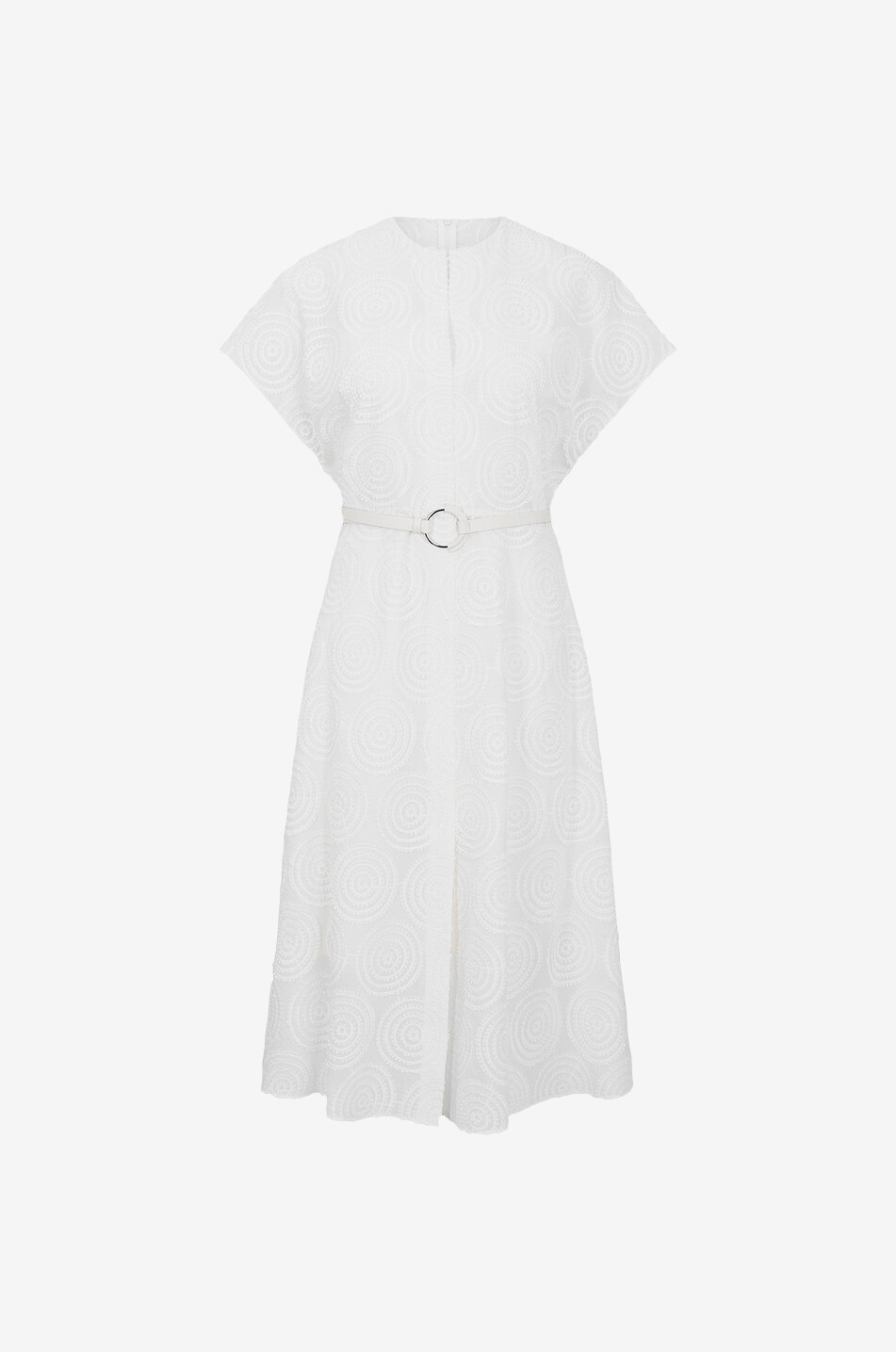 Midikleid aus Baumwollbatist mit Kreisstickereien