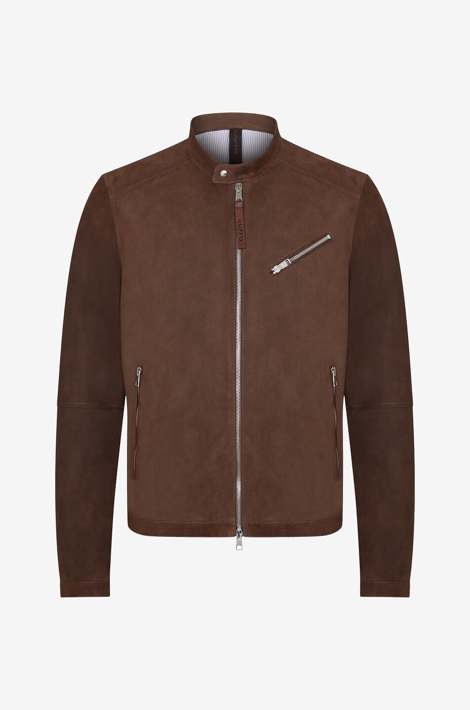 RUFFO Lightweight zip-up suede jacket Men BROWN 1