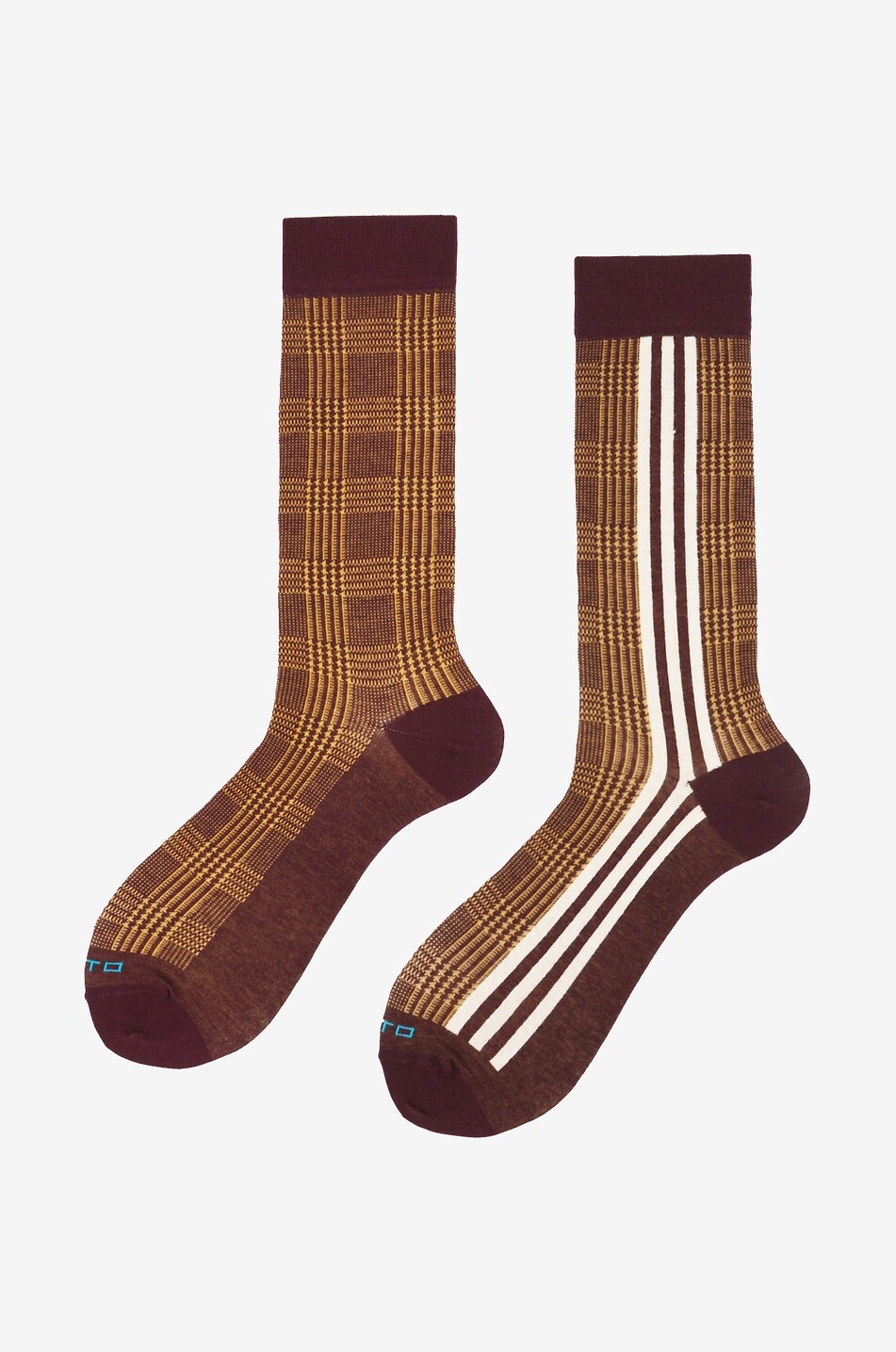 ALTO MILANO Karierte Socken mit Streifen Will Herren DUNKELROT 1