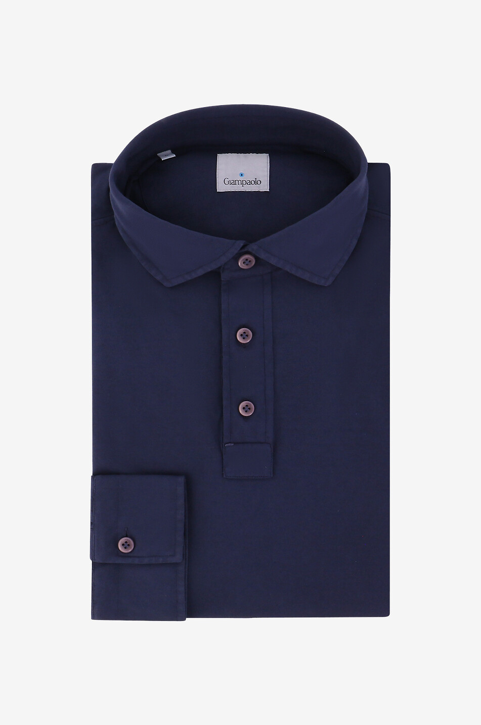 GIAMPAOLO Polo à manches longues en coton Mola Homme BLEU FONCE 1