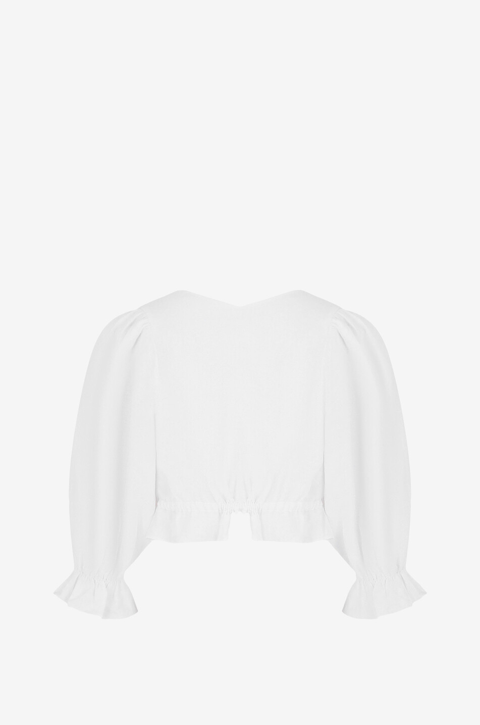 Bauchfreie Leinenbluse mit Puffärmeln Carla