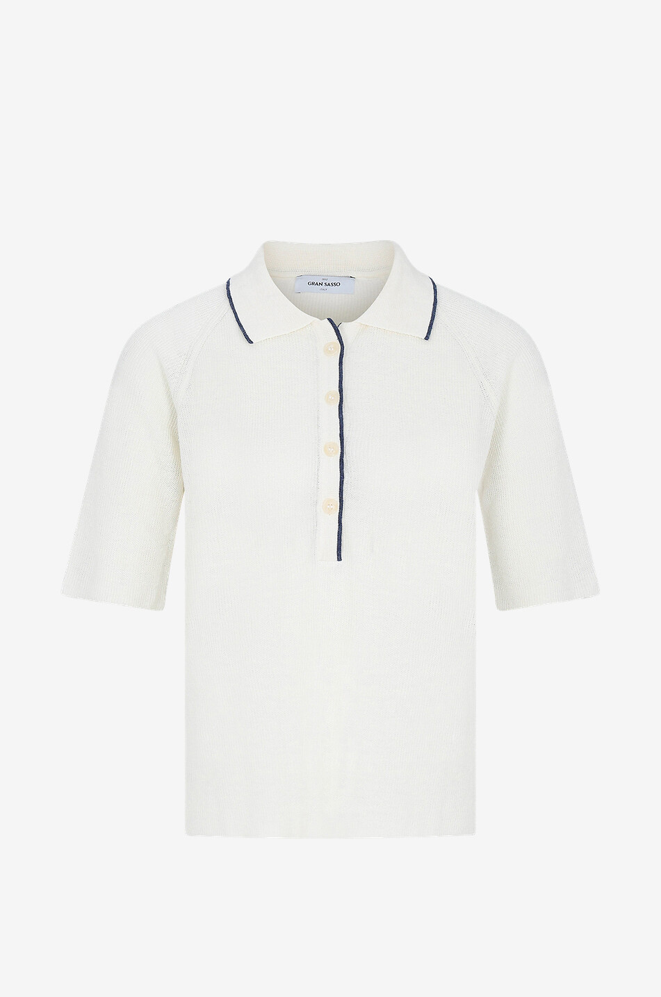 Linen short-sleeved polo shirt