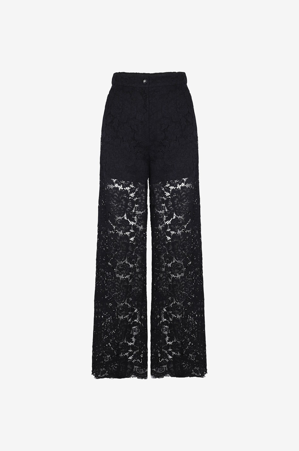 Ausgestellte geblümte Hose mit hoher Taille aus Spitze