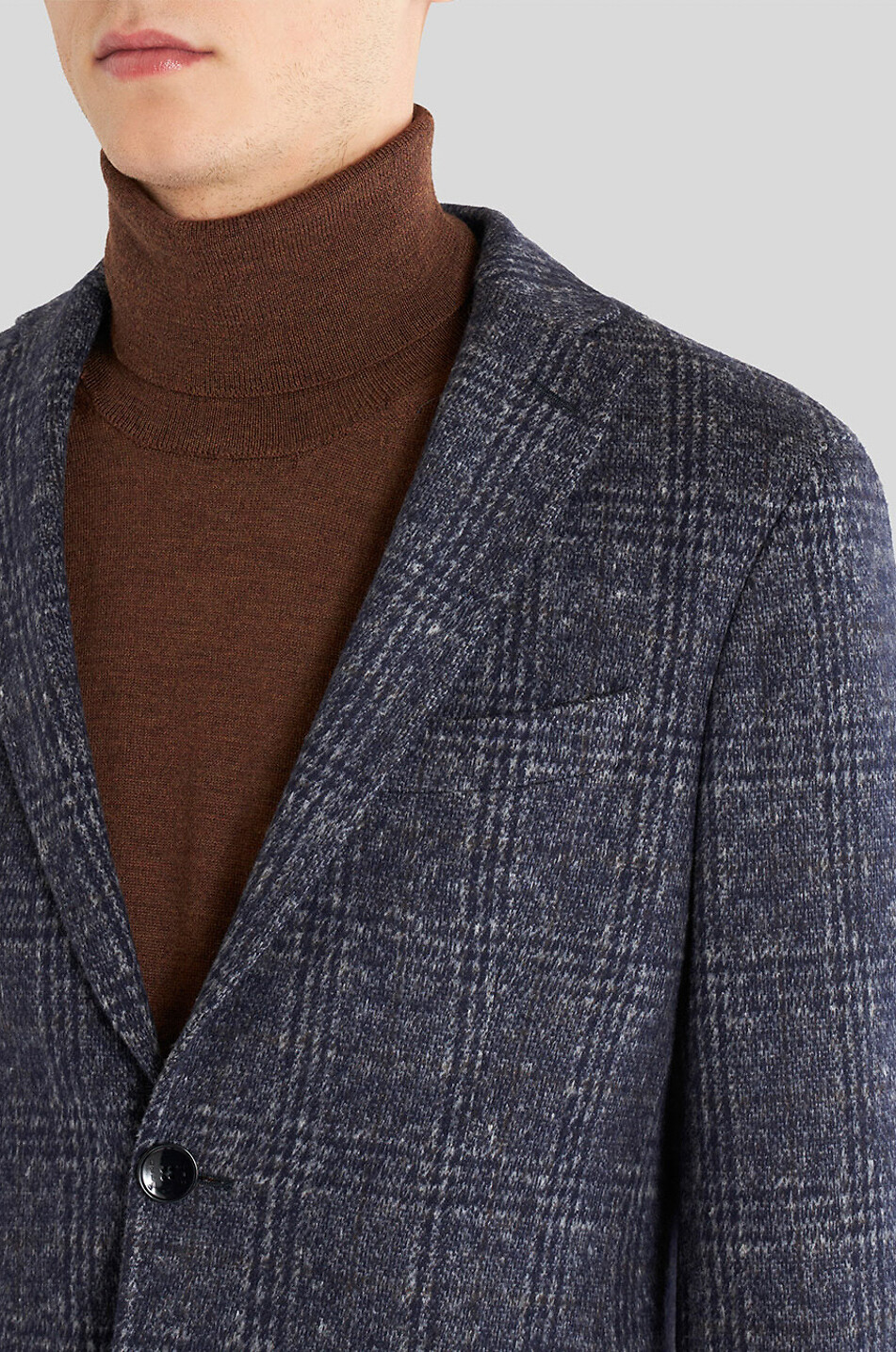 ETRO Checked warm jersey blazer Men DARK BLUE 5