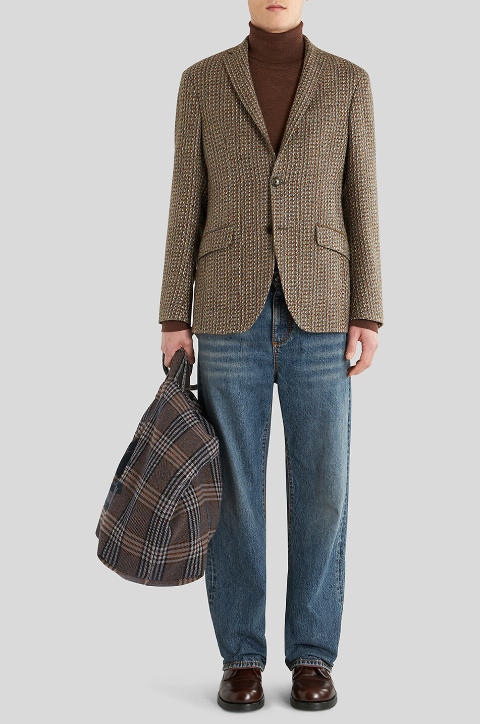 Blazer en tweed à boutonnage simple