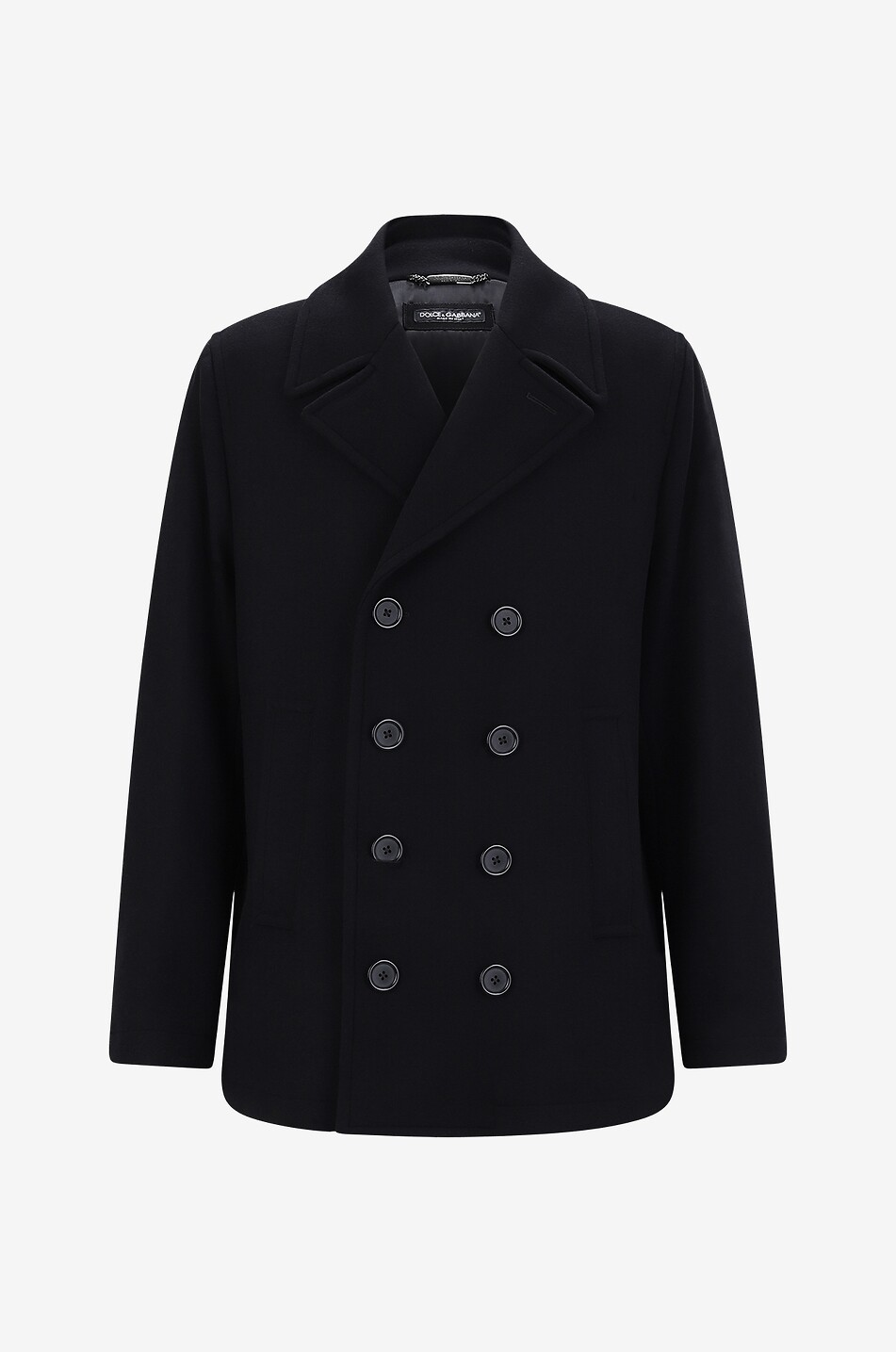 DOLCE & GABBANA Double-breasted pea coat with logo plate Men BLACK 1