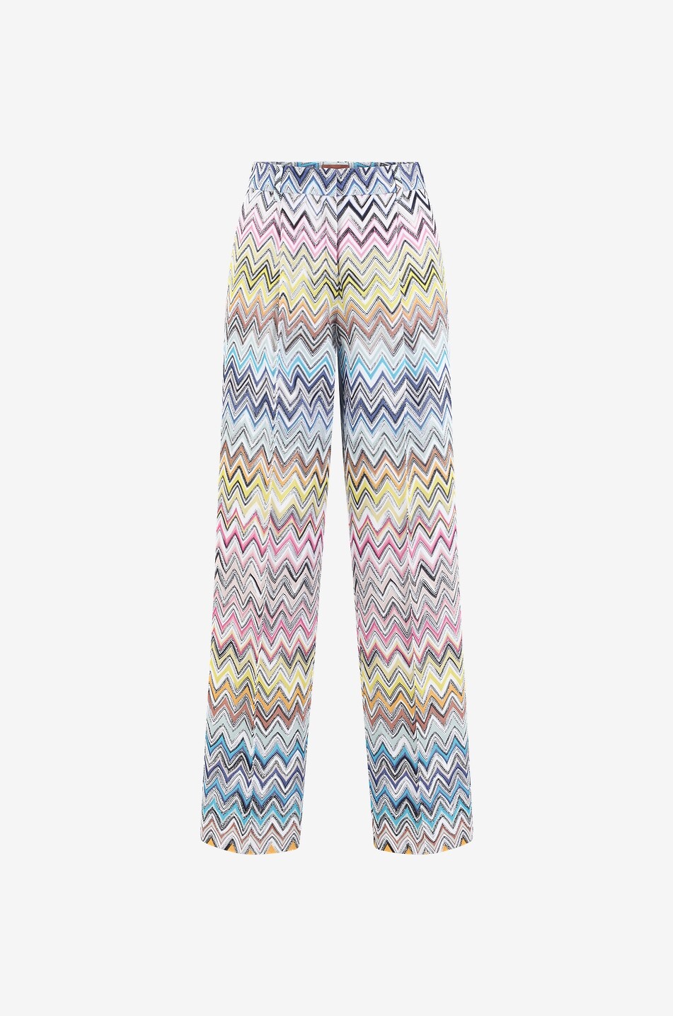 Pantalon large taille haute en maille à chevrons multicolores