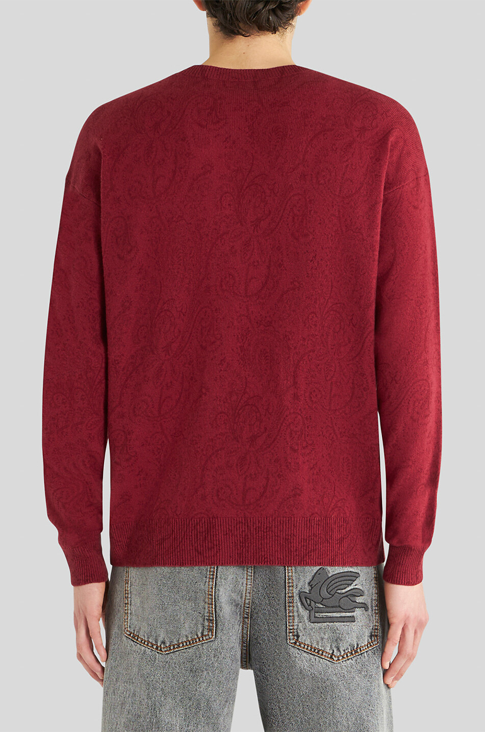 ETRO Feinstrick-Rundhalspullover mit Paisley-Print Herren DUNKELROT 4