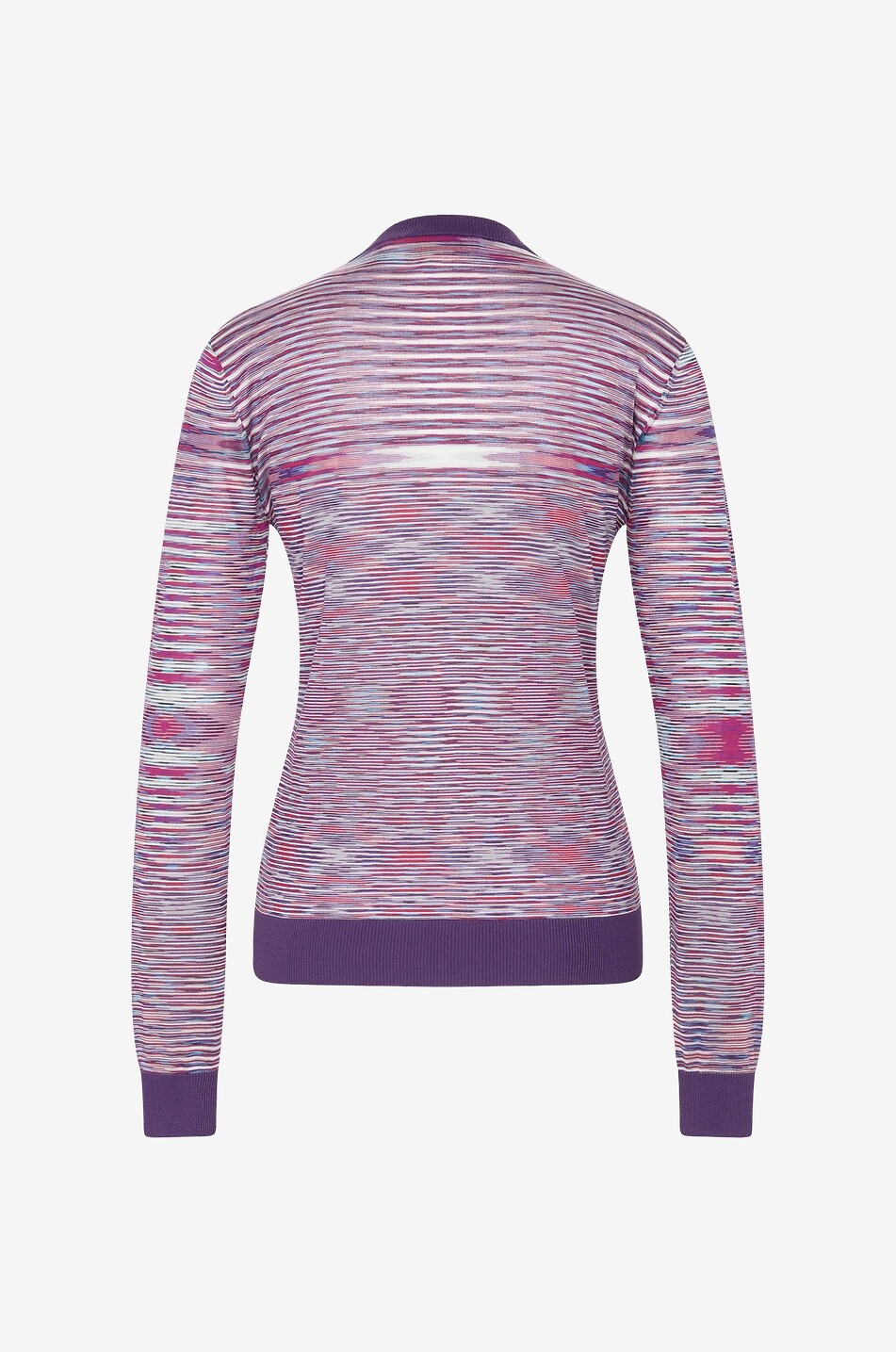 Fine colour gradient effect stripe adorned silk jumper