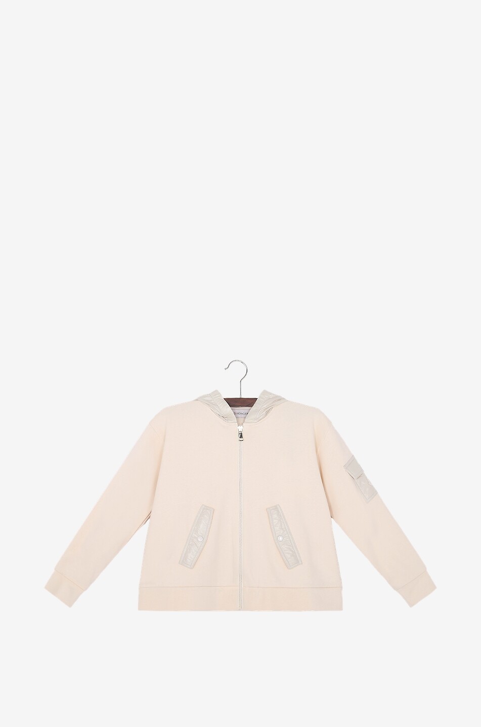 MONCLER Sweat-shirt zippé enfant à capuche en nylon Garçon BLANC CASSE 1