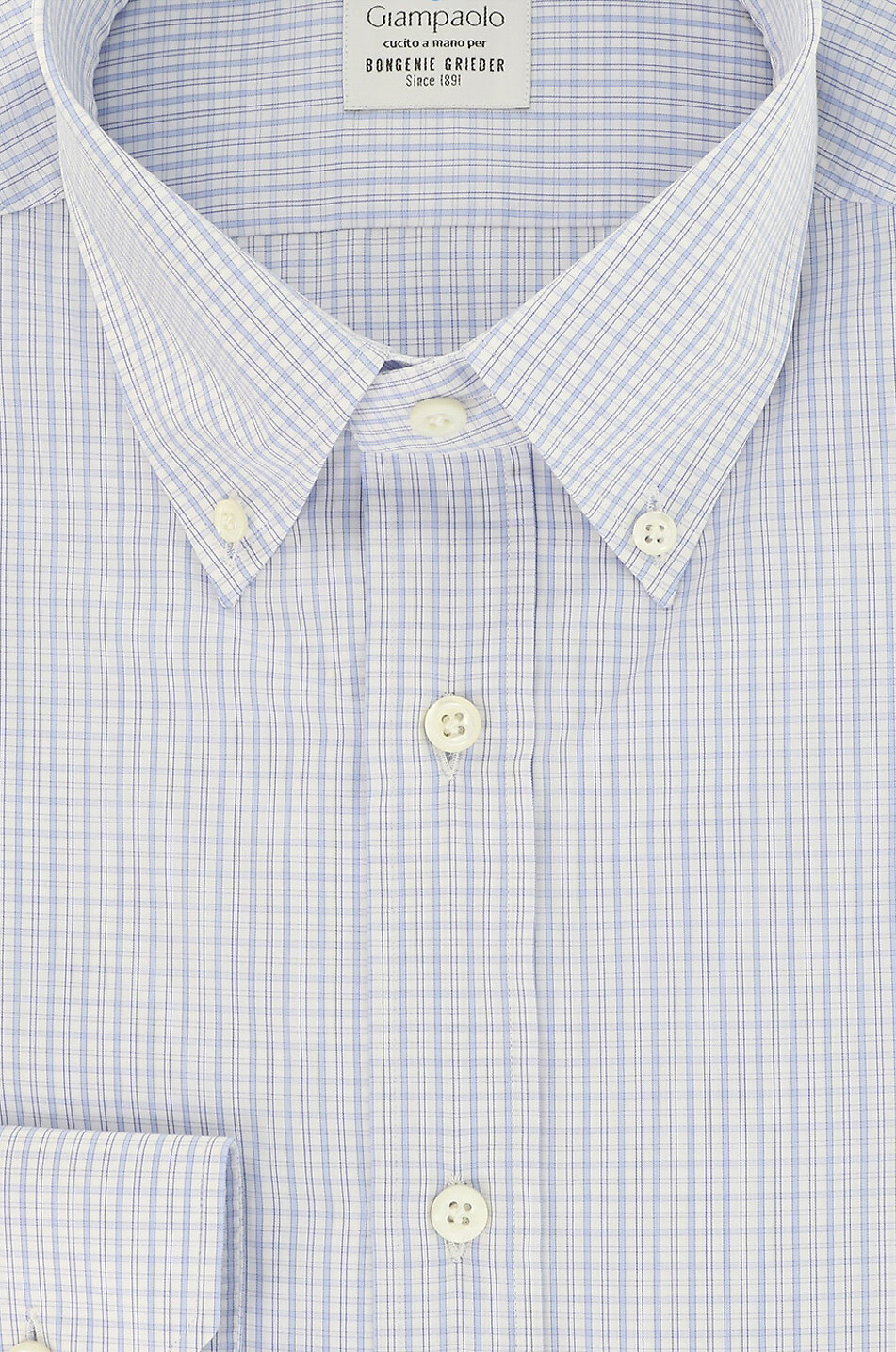 GIAMPAOLO Kariertes Langarm-Hemd Herren MITTELBLAU 2