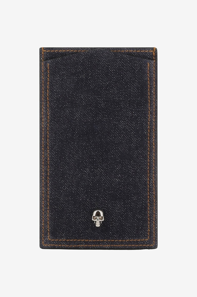 ALEXANDER McQUEEN Étui à smartphone en denim à bandoulière Skull Femme BLEU 1
