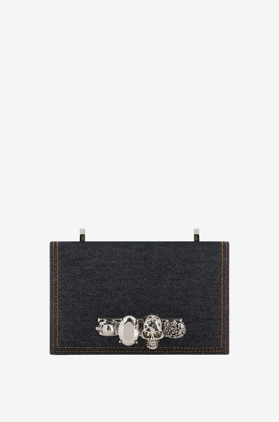 ALEXANDER McQUEEN Sac porté épaule en denim Mini Jewelled Satchel Biker Femme BLEU 1
