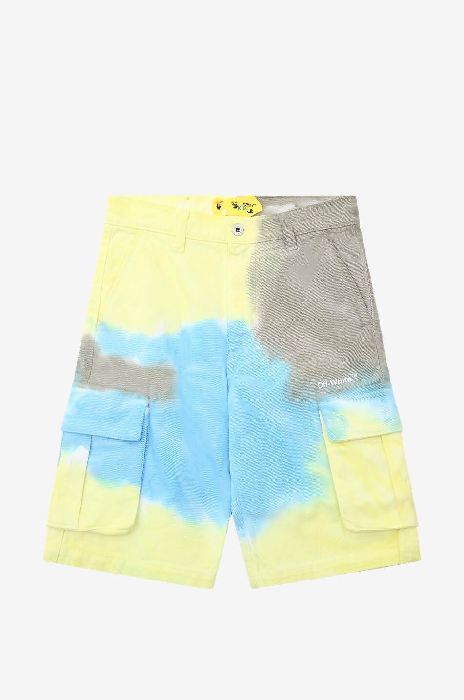 OFF WHITE Helvetica Sprayed tie-and-dye denim boy's cargo Bermuda shorts Boy MULTI COLOURED 1