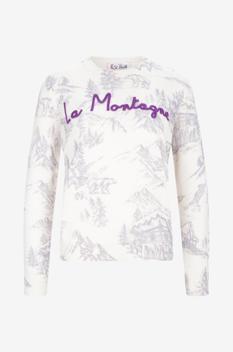 MC2 SAINT BARTH New Queen Winterland Montagne printed jumper Women PURPLE 1