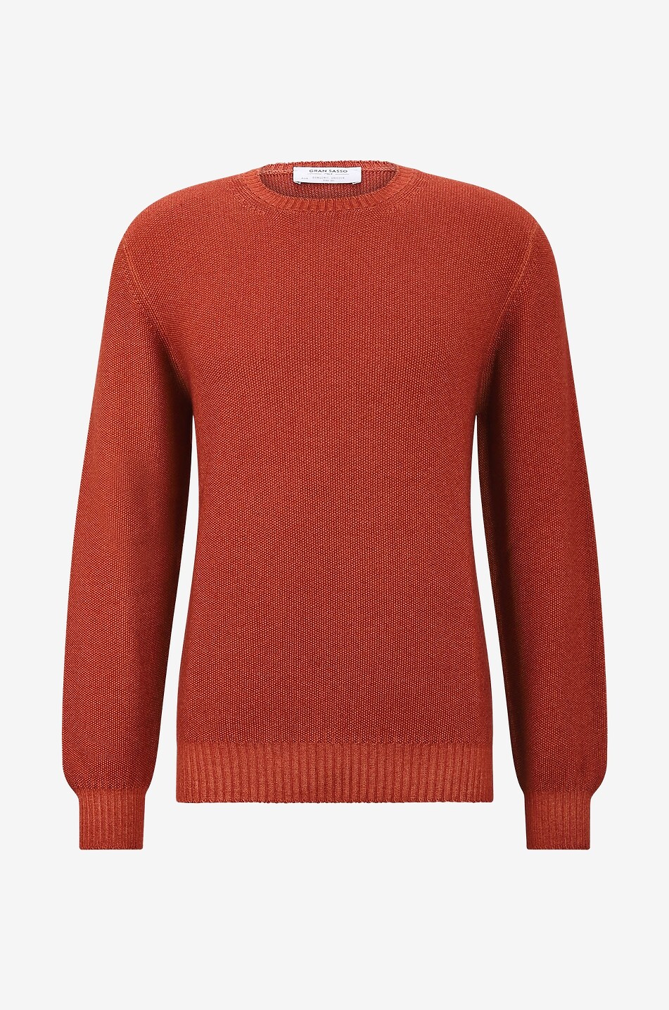 GRAN SASSO Pull point de riz en laine à col rond Homme ORANGE MOYEN 1