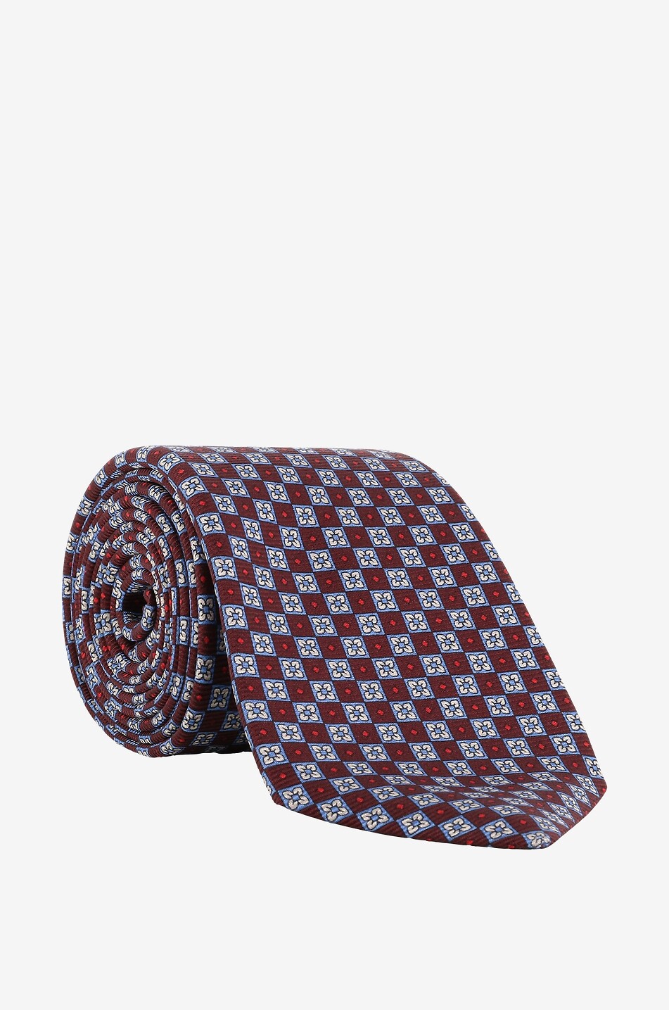 Floral checkerboard printed silk tie