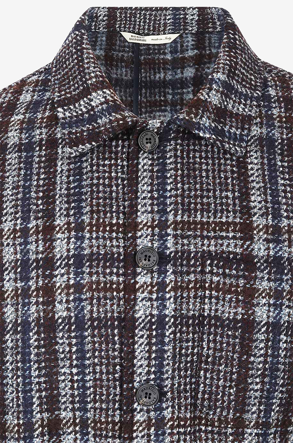 MAURIZIO BALDASSARI Karierte Hemdjacke aus Schurwolle und Alpakawolle Herren MITTELBLAU 3