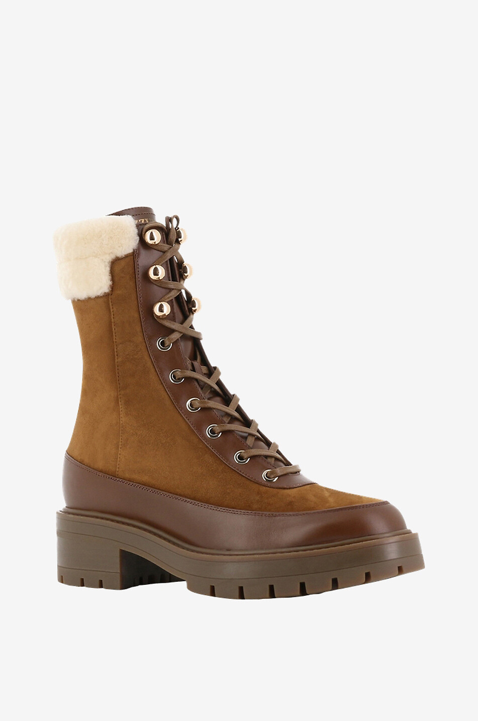 AQUAZZURA Bottines à lacets bi-matière chaudes Very Cortina Femme MARRON 1