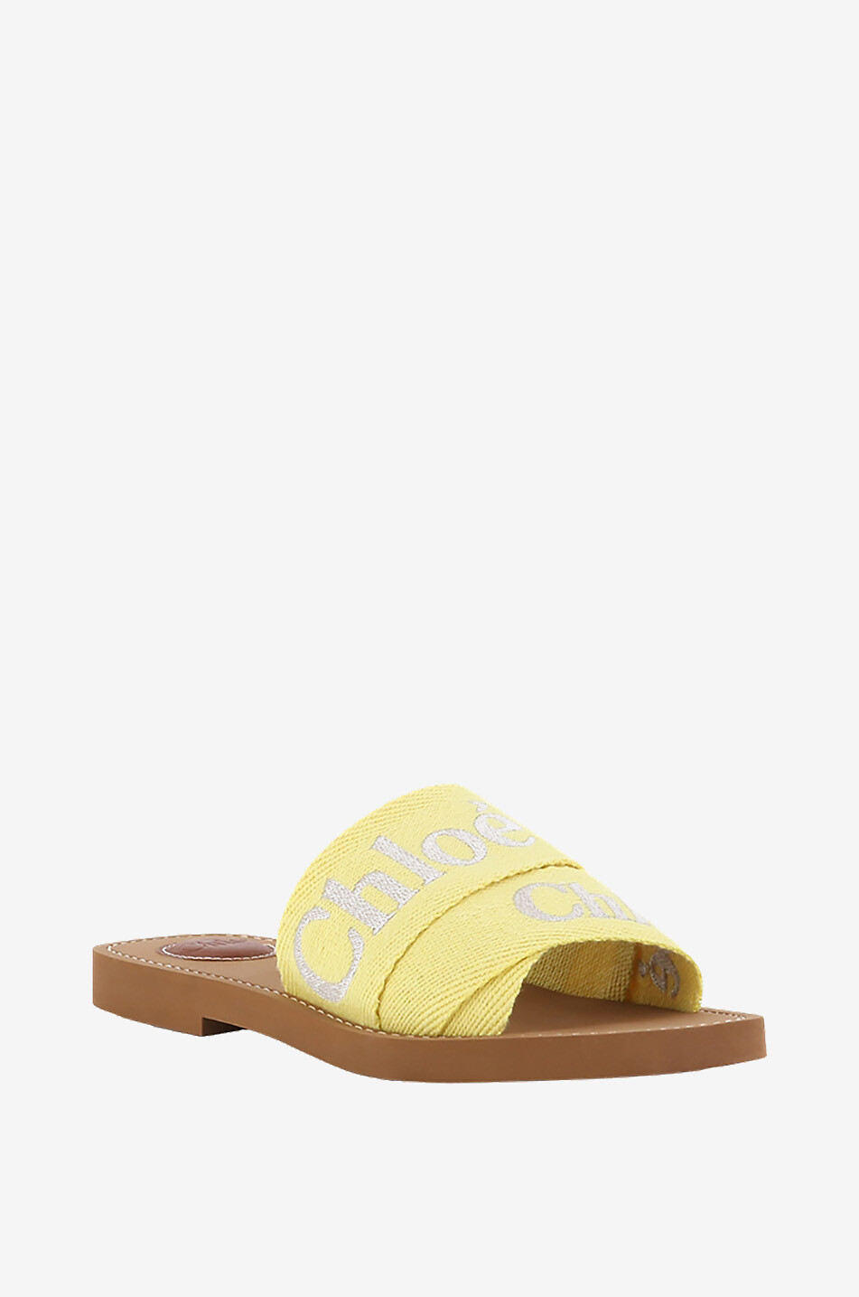 Woody embroidered linen flat slides