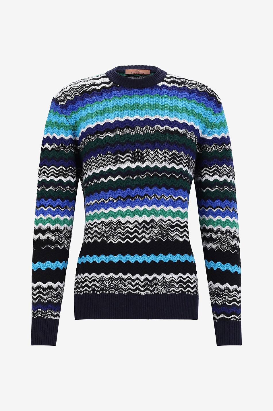 Schmaler Rundhals-Fischgrätenstrick-Pullover