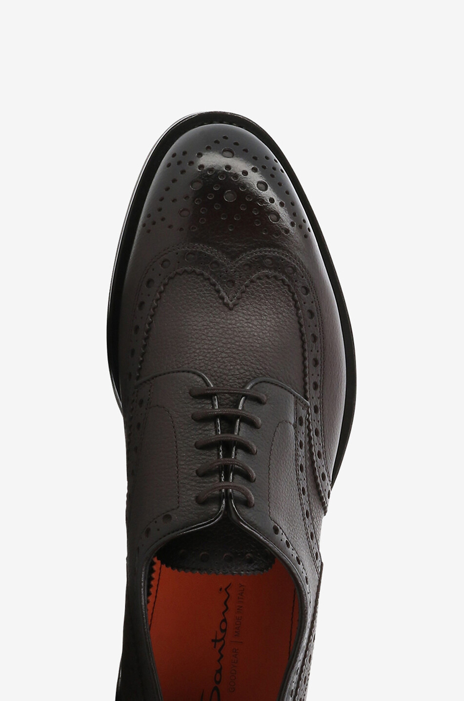 Perforated grained leather derbies