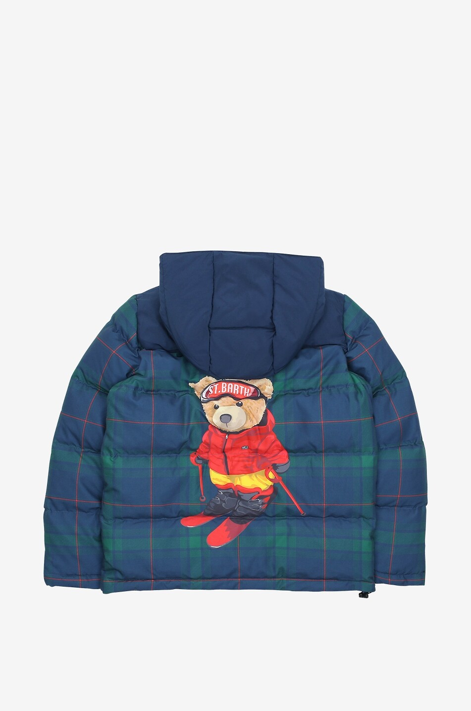 MC2 SAINT BARTH Baxter Jr Ski Bear Tartan boy's down jacket Boy DARK BLUE 2