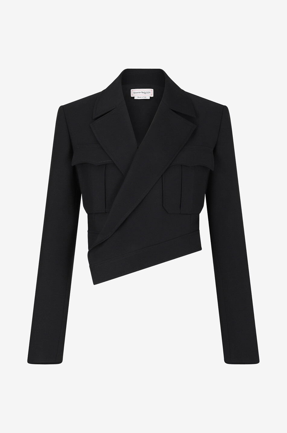 Blazer raccourci asymétrique en laine Military