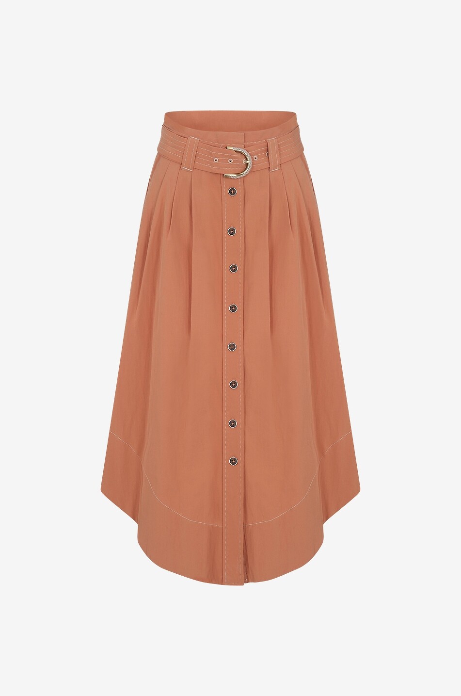 Jupe midi asymétrique en popeline