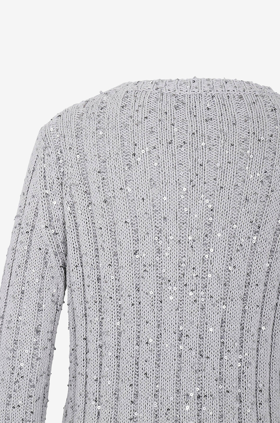Glitzernder schmaler Rippstrickpullover aus Baumwolle